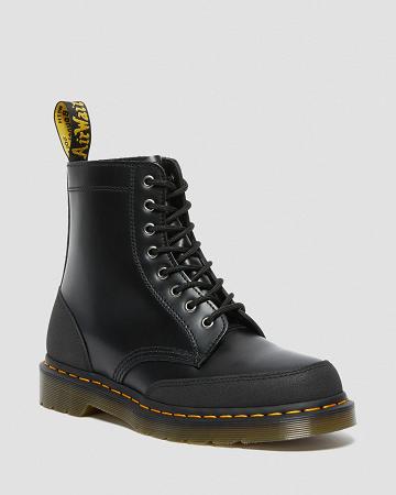 Men's Dr Martens 1460 Guard Panel Leather Lace Up Boots Black | AU 513ZUT